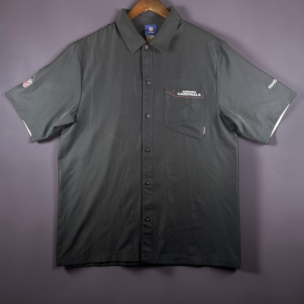 Mens Arizona Cardinals NFL Onfield Reebok Coldblack Button Shirt Black Medium